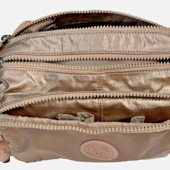 Kipling Sparkly Gold Adjustable Shoulder Crossbody Handbag Purse New with Tags - Picture 3 of 16